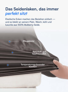 100% Maulbeer-Seide Spannbettlaken (OEKO-TEX) Dunkelgrau