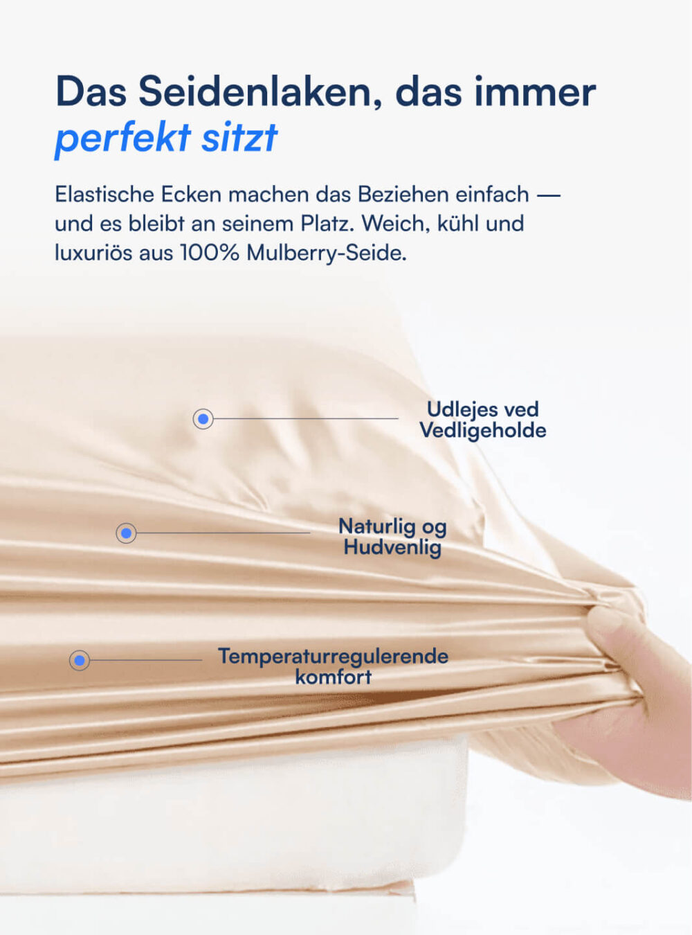 100% Maulbeer-Seide Spannbettlaken (OEKO-TEX) Beige