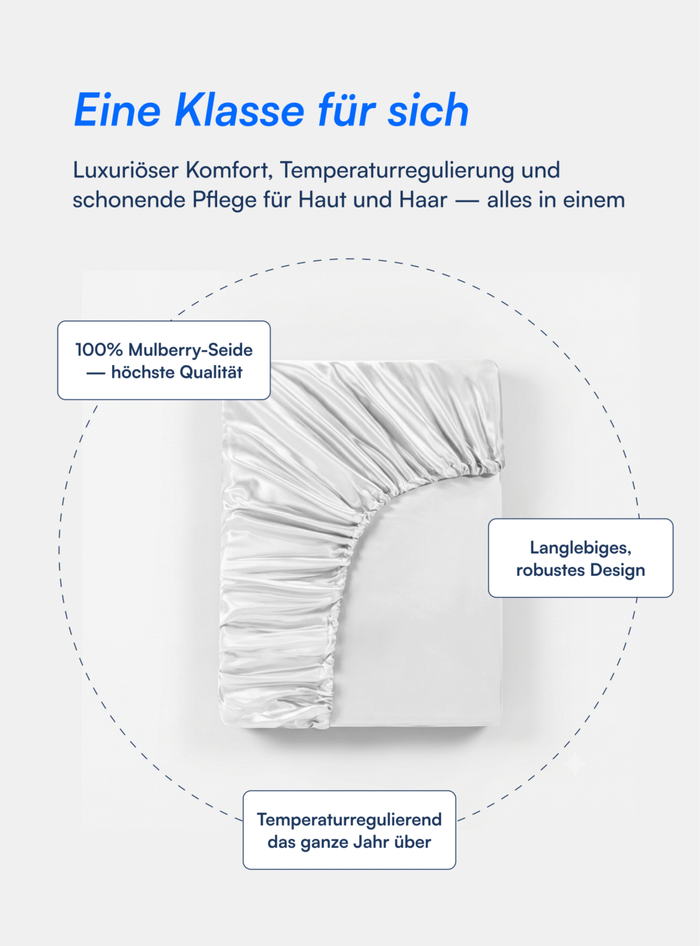 Spannbettlaken aus 100 % Maulbeerseide (OEKO-TEX), Weiß