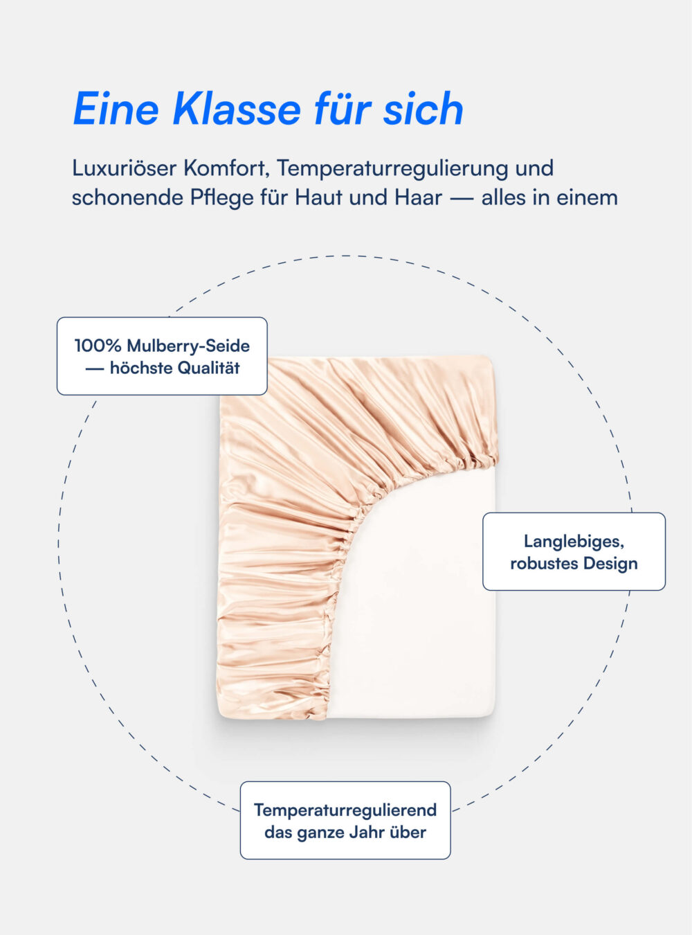 100% Maulbeer-Seide Spannbettlaken (OEKO-TEX) Beige
