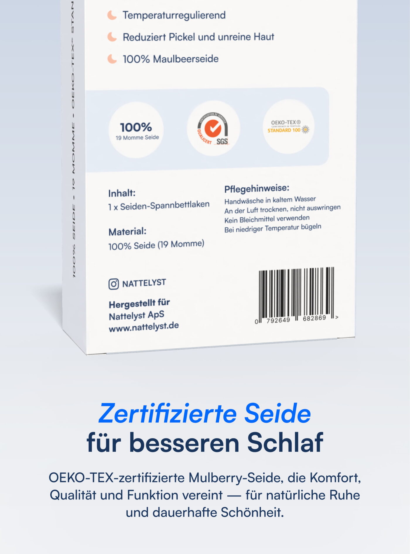 Spannbettlaken aus 100 % Maulbeerseide (OEKO-TEX), Dunkelgrau