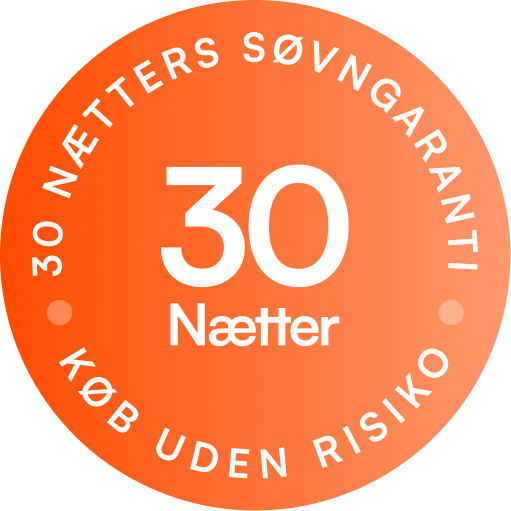 Orangefarbenes Garantie-Badge mit 30 N&auml;chten Schlafgarantie und risikofreiem Kauf
