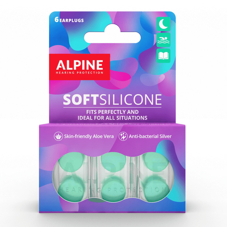 Alpine Soft Silicone Ohrst&ouml;psel im Aufbewahrungsetui, weiches Silikon mit Aloe Vera, antibakteriell, 6 St&uuml;ck