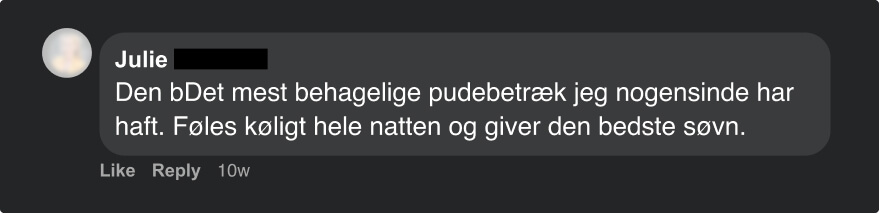 Kundenkommentar: der angenehmste Kissenbezug, bleibt die ganze Nacht kühl und sorgt für den besten Schlaf