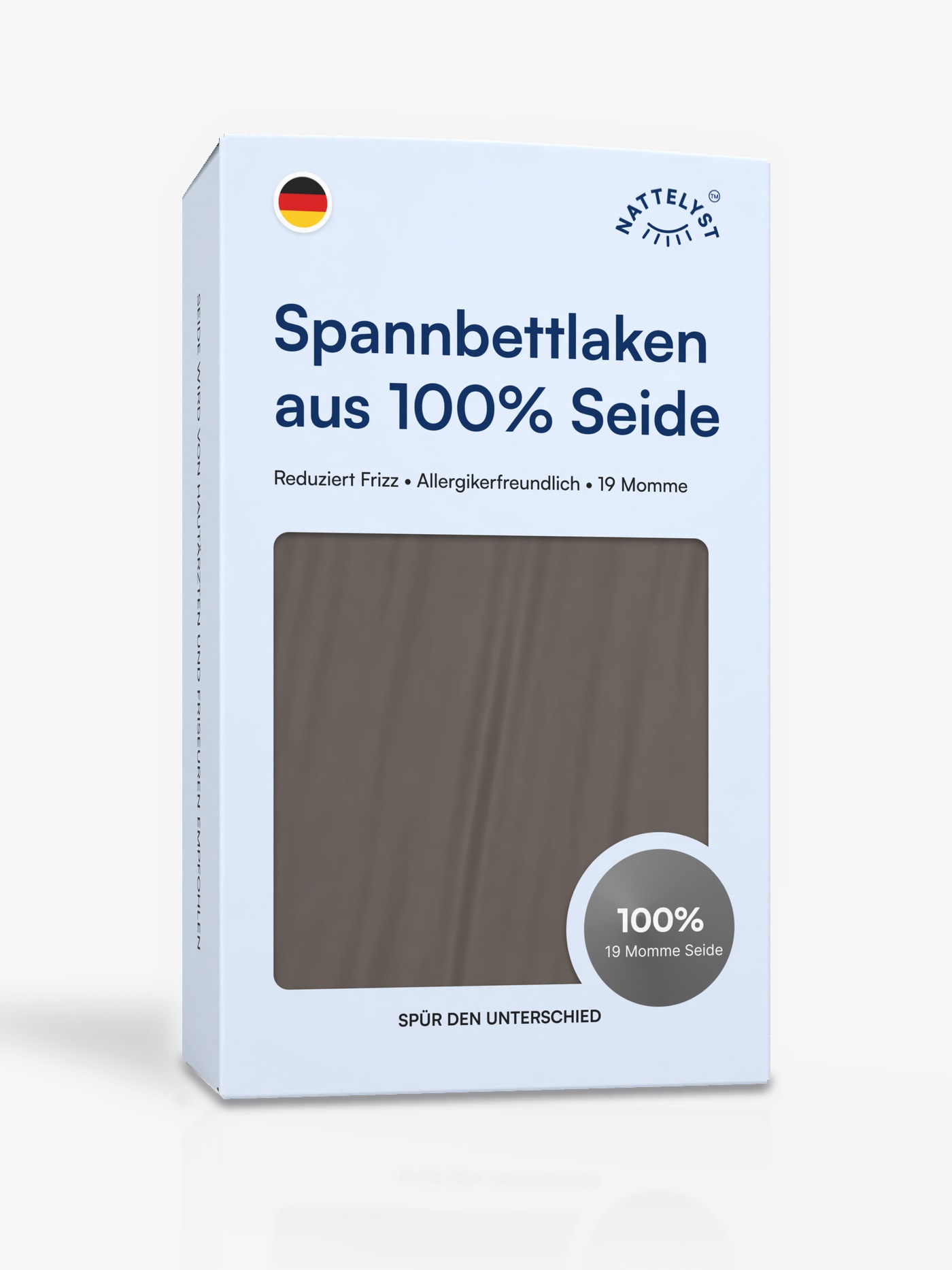 Spannbettlaken aus 100 % Maulbeerseide (OEKO-TEX), Dunkelgrau